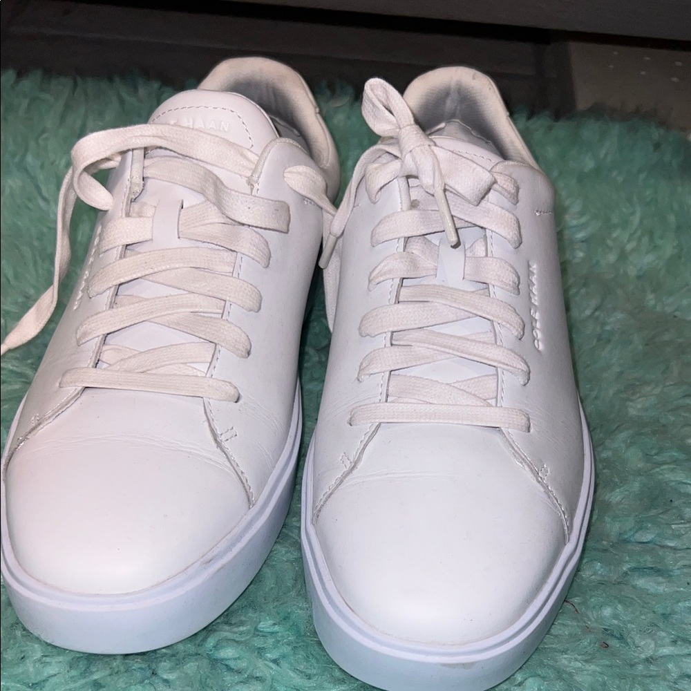 Men's White Cole Haan Casual Leather Sneakers - Clean Minimal Style